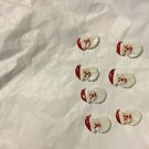 SET of 7 Vintage Miniature Hand Blown Glass Santa Heads - 1.5" x  1"