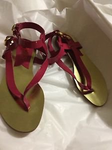 NEW KORS by Michael Kors Pink Patent Leather Thong Sandals w/ Ankle Strap - 6