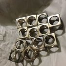 SET of 4 Silverplated Mid-Century Modern Cubic Shaped Napkin Rings - 1.5"