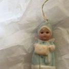 ANTIQUE German Bisque Baby Ornament w/ Head on a String - 2.875" T