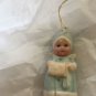ANTIQUE German Bisque Baby Ornament w/ Head on a String - 2.875" T