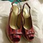 NEW Stuart Weitzman Pink/Purple Snakeskin Print Wedge Sandal - 7M