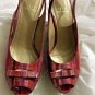 NEW Stuart Weitzman Pink/Purple Snakeskin Print Wedge Sandal - 7M