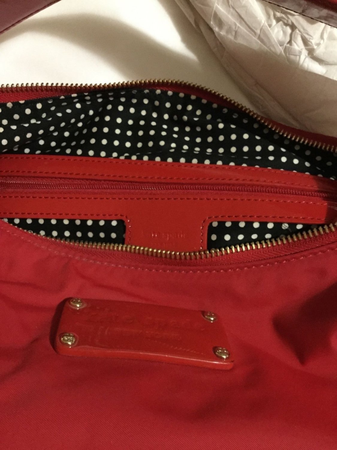 NEW w/ Defect Kate Spade Red Nylon Tote Handbag