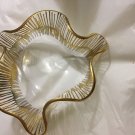 EXCELLENT CONDITION Laurel Fyfe Slump Glass Art Bowl w/ Gold