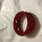 VINTAGE Cherry Red Deeply Carved Bakelite Bangle w/ Repair - TESTED w/ 409