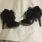 EXCELLENT CONDITION Boutique 9 Charmaine Black Open-Toe Fringe Ankle Boots - 6
