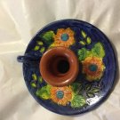 EXCELLENT CONDITION Flosa Redondo Portugal Pottery Candle Holder w/ Handle -