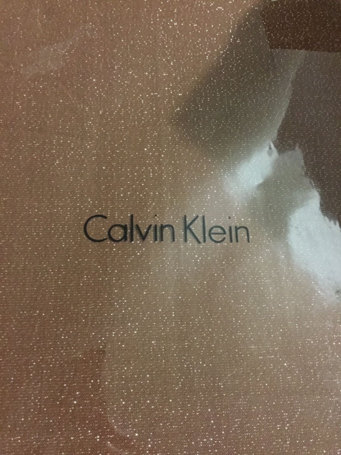 NEW Calvin Klein Subtle Shine Brown Sienna W/Silver Tablecloth - 60x84