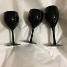 4 VINTAGE Fostoria Silhouette Black Stemware - 2 Wine/Cordial & 2 Drinking Glass