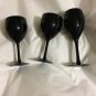 4 VINTAGE Fostoria Silhouette Black Stemware - 2 Wine/Cordial & 2 Drinking Glass