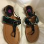 NEW Coach Sammy Women's Patent Leather and Canvas Thong Sandals - 8.5