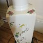 EXCELLENT CONDITION Oriental Style Table Lamp Floral Design on White Ceramic
