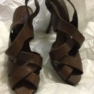 EXCELLENT CONDITION Zara Woman Brown Leather Crisscross Sandals - 38/7.5
