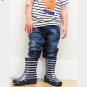 NEW POLARN O. PYRET Classic Blue Stripped Rain Boots - 27