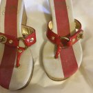 VERY GOOD CONDITION Coach Fauna Orange Patent Leather Thong Cork Wedge - 6.5