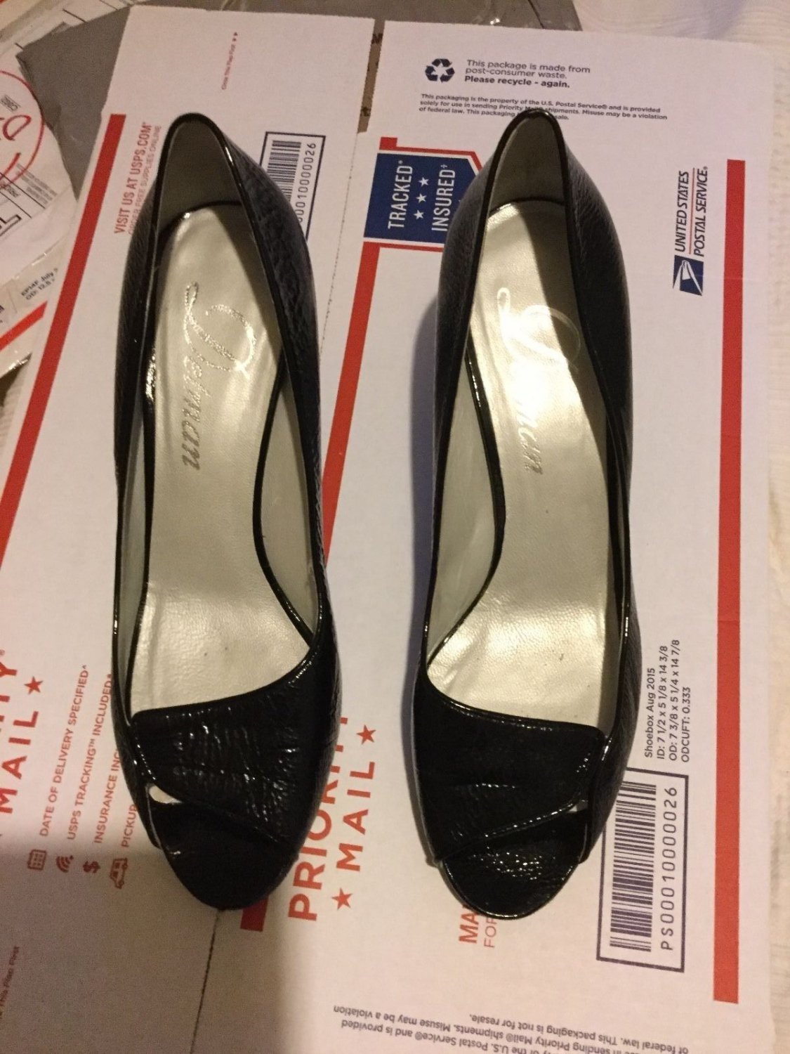 EXCELLENT CONDITION  Delman Patent Leather Open Toe Slingback Pumps - 10M