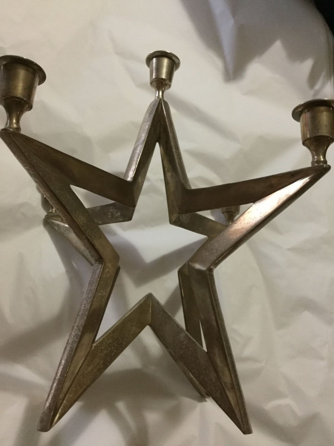 UNIQUE Restoration Hardware 5-Taper Silver-Plated Star Candeholder-12"W x 12.5"T