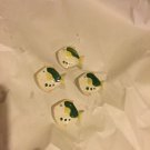 EXCELLENT CONDITION Set of 4 Vintage Glazed Pottery Fish Shaped Chopstick Rests