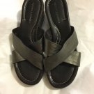 EXCELLENT CONDITION Donald J Pliner Suza Pewter Leather Crisscross Wedge - 9.5