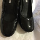 EXCELLENT CONDITION Vera Wang Lavender Ella Black Patent Wedge Pump Heel - 8.5