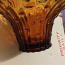 EXCELLENT CONDITION Vintage 1960s Amber  Art Glass Bowl w/ Bamboo Detail