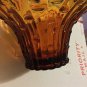 EXCELLENT CONDITION Vintage 1960s Amber Art Glass Bowl w/ Bamboo Detail