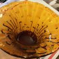 EXCELLENT CONDITION Vintage 1960s Amber  Art Glass Bowl w/ Bamboo Detail