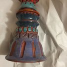 EXCELLENT CONDITION Handthrown Glazed Redware Pottery Candleholder - 6.5" T