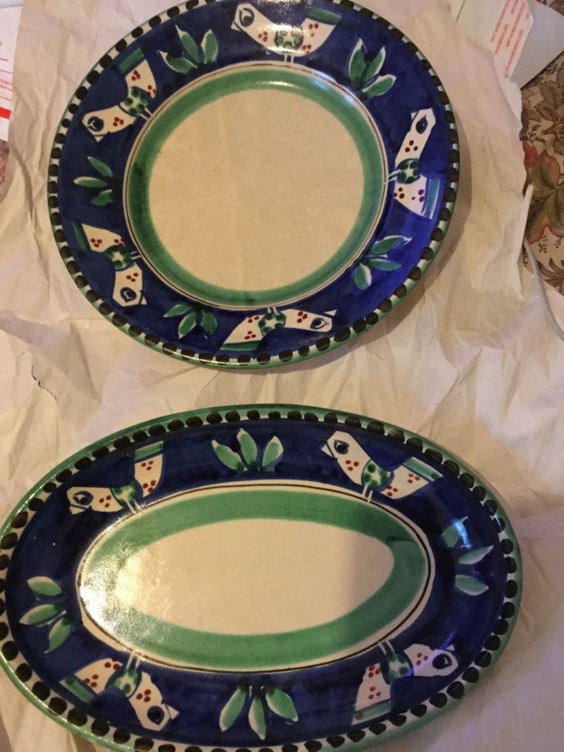 EXCELLENT CONDITION Vietri Art 2 Serving Pieces Dip A Mano Made In Italy