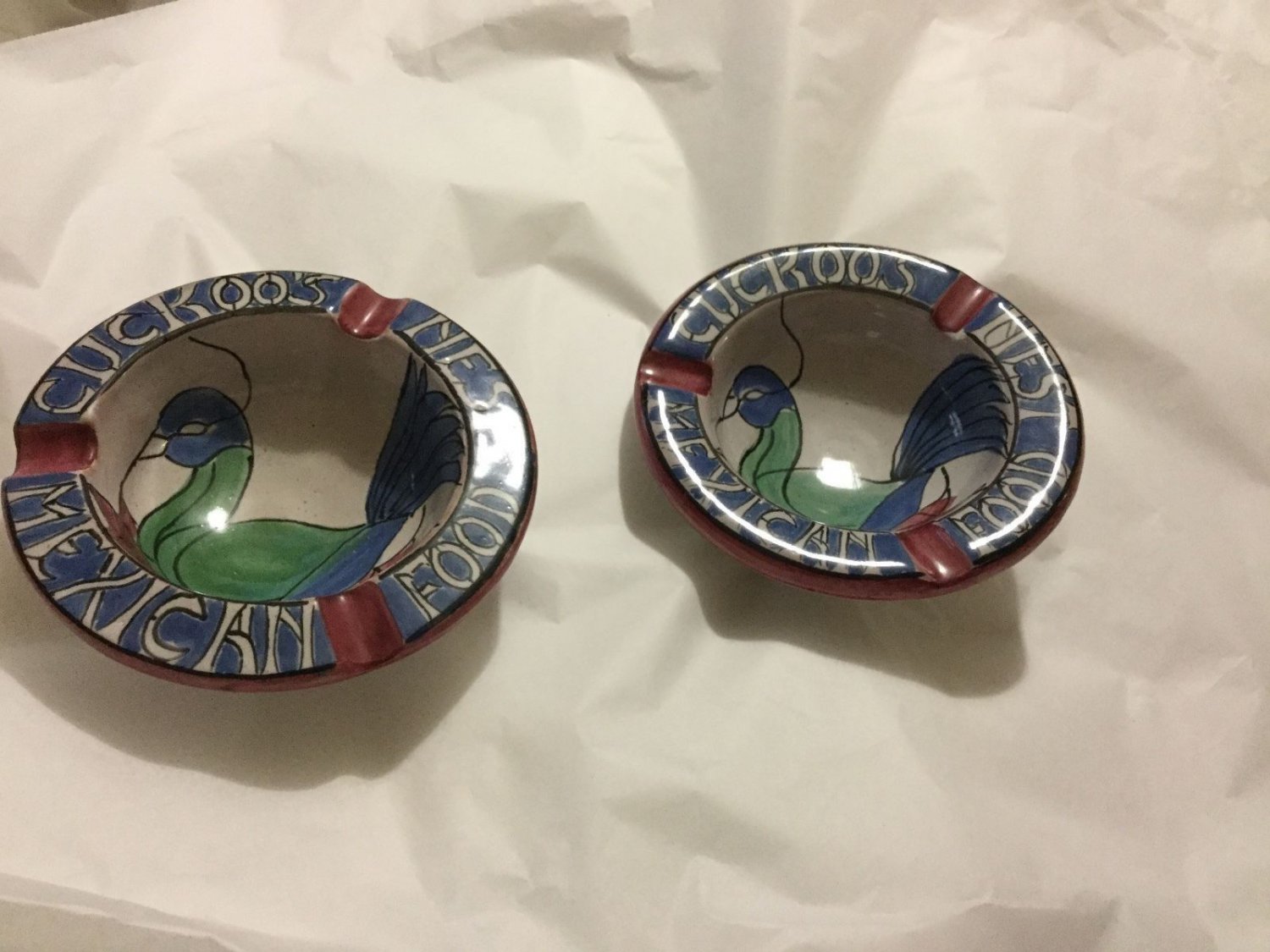 EXC COND Ceramic Ashtray made in Santa Barbara, Peru for Cuckoo's Nest Mex. Food
