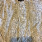 NEW Banana Republic L/S Shirt Banded Collar Shirt w/ Ruffle Detail - M Petite