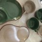 EXCELLENT CONDITION Mixed Set of 4 Glazed Terra-cotta Snack plates w/ Cups