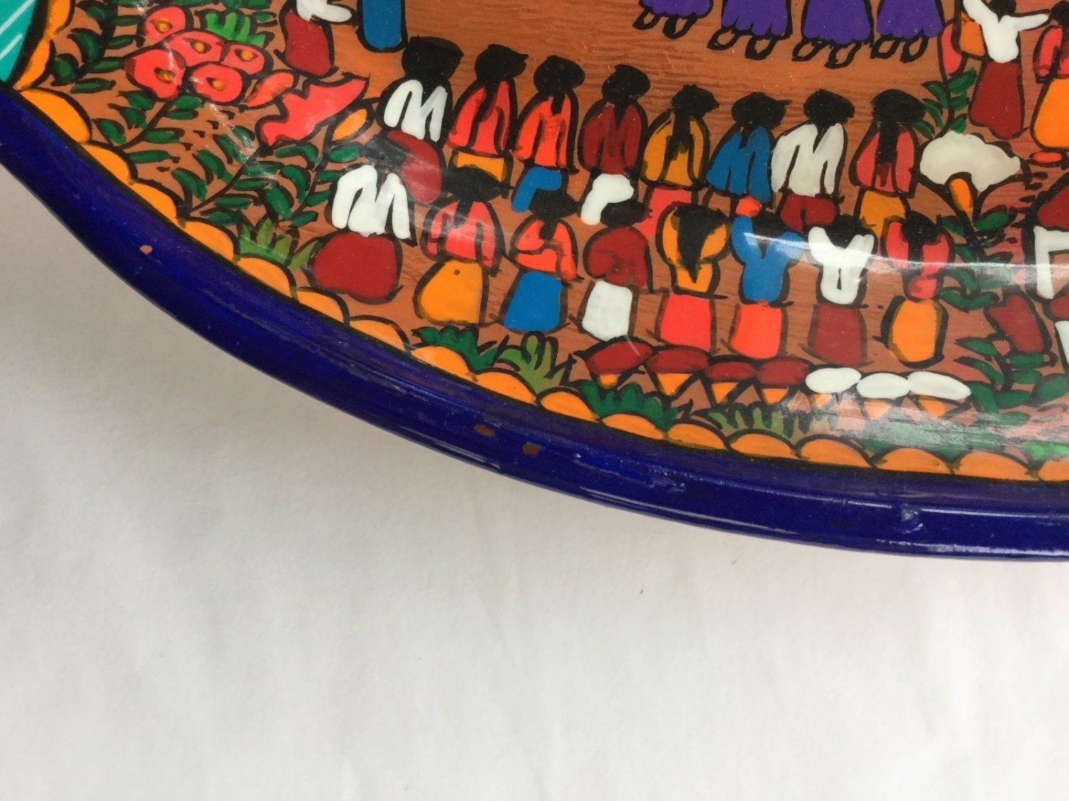AUTHENTIC Mexican Terracotta Hand-PaInted Hanging Wall Plate - 14.25"