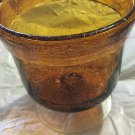 VINTAGE Handblown Seeded Amber Glass Bowl w/ Pedestal - 4.75"W x 5"T