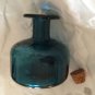 VINTAGE Seeded Aquamarine Glass Cruet/Bottle w/ Stopper - 4.25"T x 3.75"W