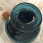 VINTAGE Seeded Aquamarine Glass Cruet/Bottle w/ Stopper - 4.25"T x 3.75"W