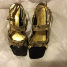 EXCELLENT CONDITION Taryn Rose Black/Gold Leather Sandals - 36.5 EU/6 US