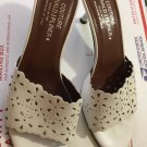 Donald J Pliner Couture White Open-Toe Mules w/ Perforated Leather Details - 9