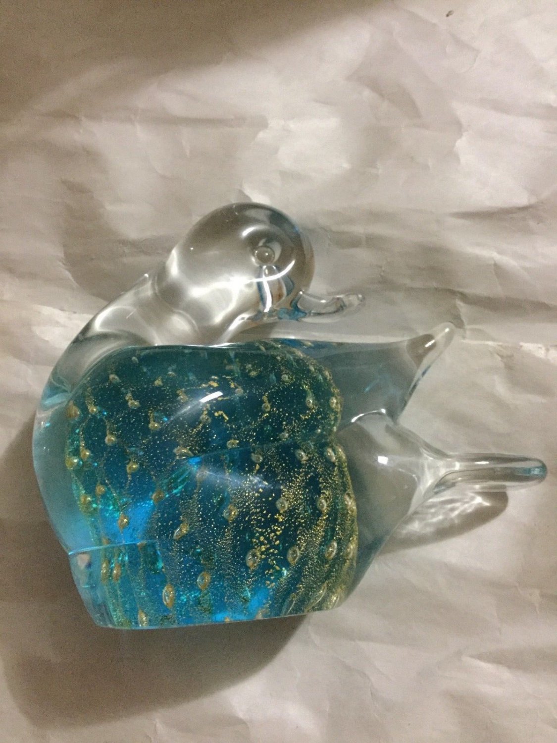 EXCELLENT CONDITION Vintage Murano Controlled Bubble Art Glass Sculpture - Duck