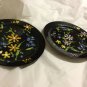 EXCELLENT CONDITION Mixed Pair of Copper Enamel Signed Flower Plates - 7.5"