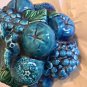 VINTAGE Italian Pottery Blue-Green Covered Bowl - 8&acirc;��W x 9&acirc;��T