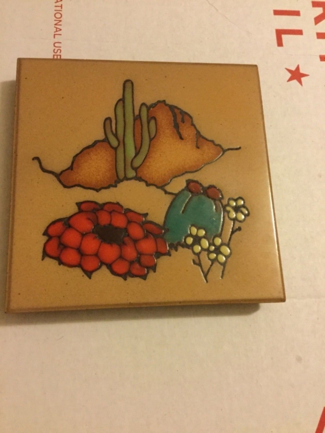EXCELLENT CONDITION Vintage Masterworks Hand Crafted Art Tile Trivet - 4&acirc;�� x 4&acirc;��