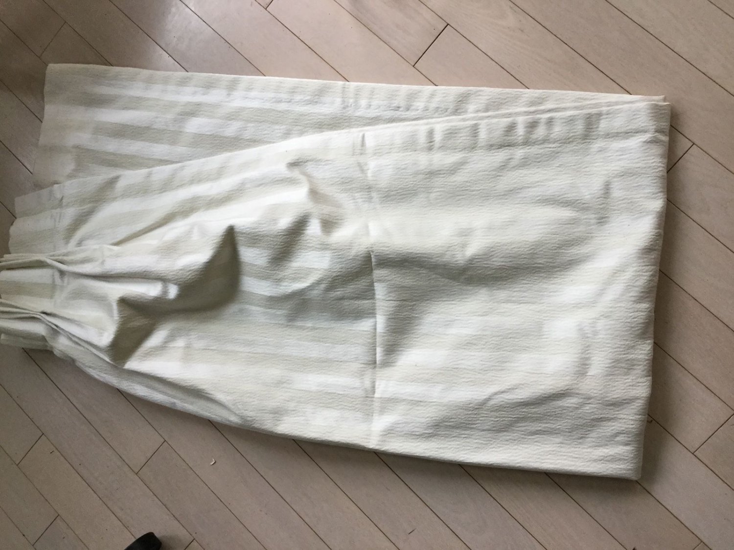 EXCELLENT COND 2 Panels Custom-Made Tonal Stripe Pleated Drapes  - 21" x 85"