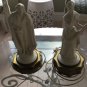 EXCELLENT CONDITION Pair of Vintage Fine Porcelain Figural Lamps on Brass Base