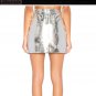 NEW ARC Women's Kaia 100% Genuine Leather Skirt in Silver Metallic - S