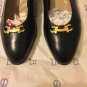 NEW Salvatore Ferragamo Women's Navy Blue Leather Slipons w/ Buckle - 7 B