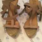 EXC COND Badgley Mischka Mark + James Platform Wood-Soled Gladiator Sandals - 10
