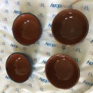 Set of 4 Glazed Marbled Red Clay Pottery Serving Bowls - 5.25”W x 2.25”T