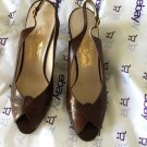 EXCELLENT CONDITION Vintage Salvatore Ferragamo Brown Open-Toe Slingbacks - 6.5
